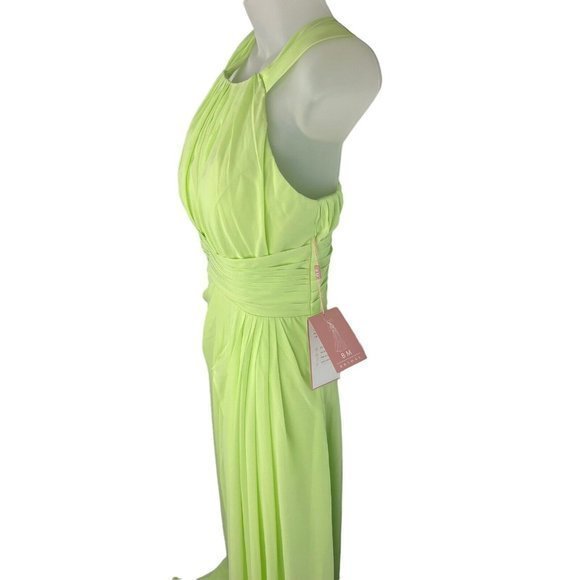 BM Bridal Womens Size Small 2 Lime Green Elegant Round Neck Sleeveless Dress New - Picture 5 of 10